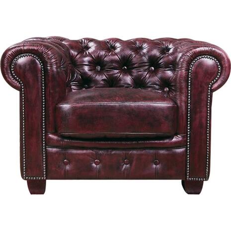 CHESTERFIELD Birmingham Πολυθρόνα Σαλονιού Καθιστικού, Δέρμα Antique Red (Ε9574,14)