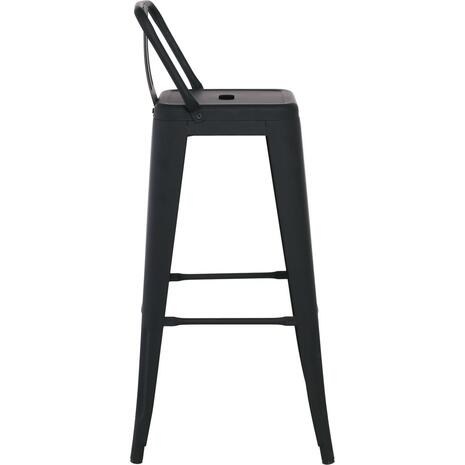 RELIX Σκαμπό Bar με Πλάτη, Μέταλλο Βαφή Μαύρο Matte (Ε5199,1ΜW)