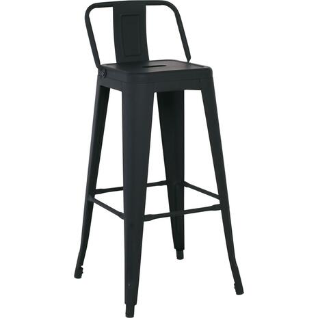 RELIX Σκαμπό Bar με Πλάτη, Μέταλλο Βαφή Μαύρο Matte (Ε5199,1ΜW)