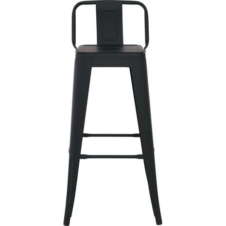 RELIX Σκαμπό Bar με Πλάτη, Μέταλλο Βαφή Μαύρο Matte (Ε5199,1ΜW)