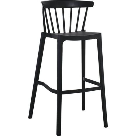 WEST Σκαμπό BAR με Πλάτη, PP-UV Μαύρο (Ε384,2)