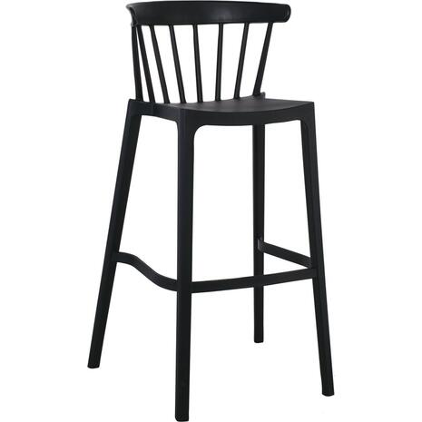 WEST Σκαμπό BAR με Πλάτη, PP-UV Μαύρο (Ε384,2)