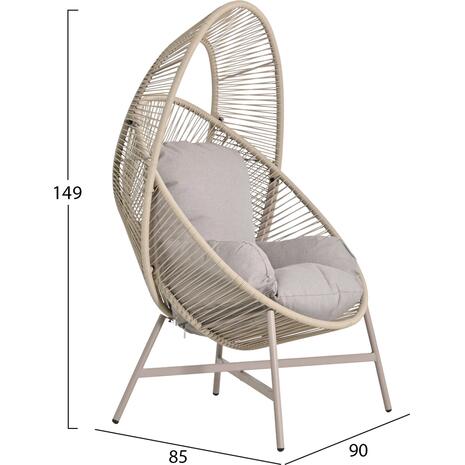 ΠΟΛΥΘΡΟΝΑ-ΦΩΛΙΑ RULER HM6506.02 ΜΟΚΑ ΜΕΤΑΛΛΟ-P.E.RATTAN--ΓΚΡΙ ΜΑΞΙΛΑΡΙΑ 90x85x154Υεκ