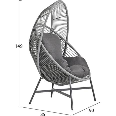 ΠΟΛΥΘΡΟΝΑ-ΦΩΛΙΑ RULER HM6506.01 ΓΚΡΙ ΜΕΤΑΛΛΟ-P.E.RATTAN-ΜΑΞΙΛΑΡΙΑ 90x85x154Υεκ