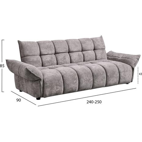 ΚΑΝΑΠΕΣ ΚΡΕΒΑΤΙ MELU HM3314.01 ΓΚΡΙ ΥΦΑΣΜΑ--ΚΑΘΙΣΜΑ POCKET SPRINGS 240-250x90x85Υεκ.