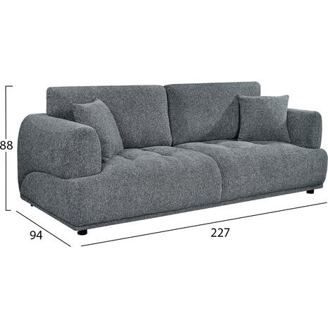 ΚΑΝΑΠΕΣ 3-ΘΕΣΙΟΣ STRUCTO HM3329.01 ΓΚΡΙ ΥΦΑΣΜΑ 227x94x88Υεκ.