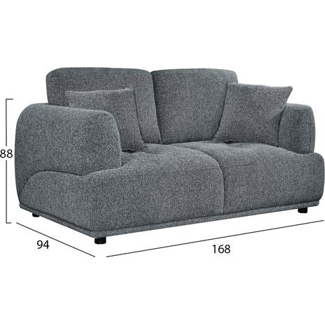 ΚΑΝΑΠΕΣ 2-ΘΕΣΙΟΣ STRUCTO HM3330.01 ΓΚΡΙ ΥΦΑΣΜΑ 168x94x88Υεκ.