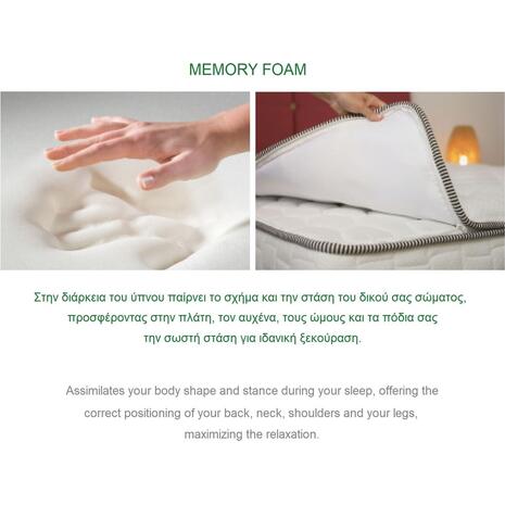 ΣΤΡΩΜΑ Ανώστρωμα Αφαιρούμενο Memory Foam, Pocket Spring, Μονής όψης (4) (Ε2011,2Α)