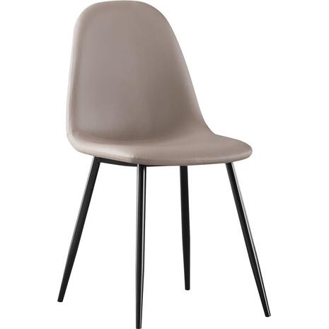 CELINA Καρέκλα Μέταλλο Βαφή Μαύρο, Pvc Cappuccino (σετ 4 τεμαχίων) (ΕΜ907,3ΜP)