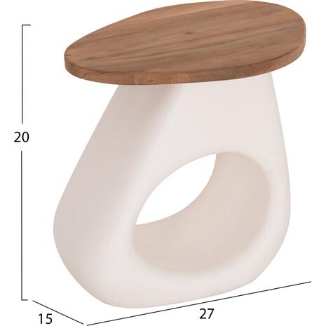 ΒΟΗΘΗΤΙΚΟ ΤΡΑΠΕΖΙ AIDA HM4692.02 FIBER CEMENT ΛΕΥΚΟ--ΞΥΛΟ TEAK TOP 47x60x59Υεκ