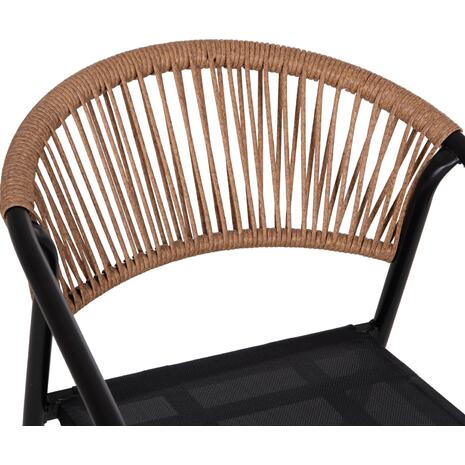 ΠΟΛΥΘΡΟΝΑ HOMAN HM6430.03 ΜΑΥΡΟ ΜΕΤΑΛΛΟ & TEXTILENE--ΜΠΕΖ P.E.RATTAN 53x58x75Υεκ