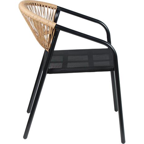 ΠΟΛΥΘΡΟΝΑ HOMAN HM6430.03 ΜΑΥΡΟ ΜΕΤΑΛΛΟ & TEXTILENE--ΜΠΕΖ P.E.RATTAN 53x58x75Υεκ