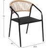 ΠΟΛΥΘΡΟΝΑ HOMAN HM6430.03 ΜΑΥΡΟ ΜΕΤΑΛΛΟ & TEXTILENE--ΜΠΕΖ P.E.RATTAN 53x58x75Υεκ