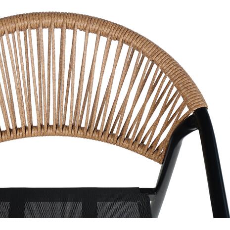 ΠΟΛΥΘΡΟΝΑ HOMAN HM6430.03 ΜΑΥΡΟ ΜΕΤΑΛΛΟ & TEXTILENE--ΜΠΕΖ P.E.RATTAN 53x58x75Υεκ