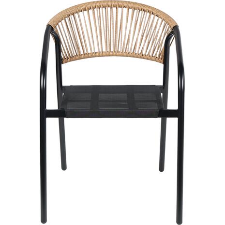 ΠΟΛΥΘΡΟΝΑ HOMAN HM6430.03 ΜΑΥΡΟ ΜΕΤΑΛΛΟ & TEXTILENE--ΜΠΕΖ P.E.RATTAN 53x58x75Υεκ