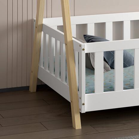 ΚΡΕΒΑΤΙ ΠΑΙΔΙΚΟ ΜΕ ΚΑΓΚΕΛΑ MUNK HM739.03 τ.MONTESSORI ΠΕΥΚΟ ΦΥΣΙΚΟ-ΛΕΥΚΟ--190x90εκ