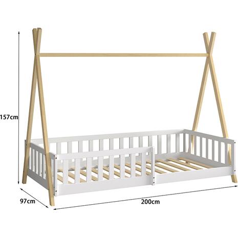 ΚΡΕΒΑΤΙ ΠΑΙΔΙΚΟ ΜΕ ΚΑΓΚΕΛΑ MUNK HM739.03 τ.MONTESSORI ΠΕΥΚΟ ΦΥΣΙΚΟ-ΛΕΥΚΟ--190x90εκ