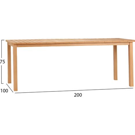 ΤΡΑΠΕΖΙ ΟΡΘΟΓΩΝΙΟ FINTO HM6616 ΞΥΛΟ TEAK--ΦΥΣΙΚΟ 200x100x75Υεκ.