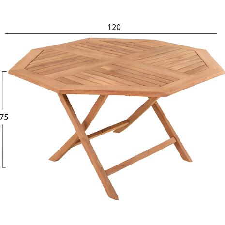 ΤΡΑΠΕΖΙ ΠΟΛΥΓΩΝΟ ΠΤΥΣΣΟΜΕΝΟ KARLIN HM6618 ΞΥΛΟ TEAK ΣΕ ΦΥΣΙΚΟ ΧΡΩΜΑ 120x120x75Yεκ.