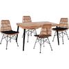 ΣΕΤ 5ΤΜΧ ALLEGRA WICKER ΜΕ ΤΡΑΠΕΖΙ 140X80Χ78Υ ΜΠΕΖ & ΜΑΥΡΟ ΧΡΩΜΑ HM10491
