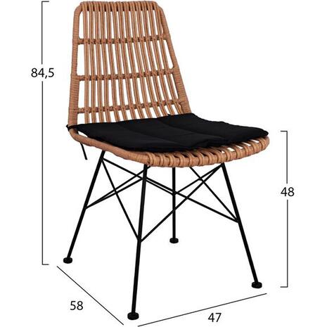 ΣΕΤ 5ΤΜΧ ALLEGRA WICKER ΜΕ ΤΡΑΠΕΖΙ 140X80Χ78Υ ΜΠΕΖ & ΜΑΥΡΟ ΧΡΩΜΑ HM10491