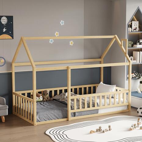 ΚΡΕΒΑΤΙ ΠΑΙΔΙΚΟ ΜΕ ΚΑΓΚΕΛΟ HOUSER HM706.01 τ.MONTESSORI ΞΥΛΟ ΠΕΥΚΟ ΦΥΣΙΚΟ-190x90εκ