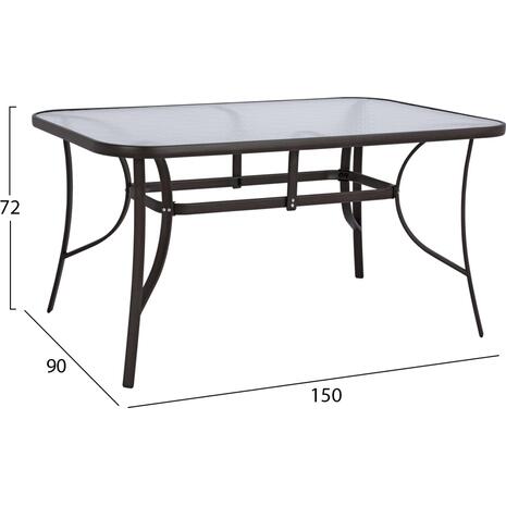 ΤΡΑΠΕΖΙ BRUNO 150X90Χ72Υεκ. ΚΑΦΕ ΜΕΤΑΛΛΙΚΟ ΜΕ ΓΥΑΛΙΝΗ ΕΠΙΦΑΝΕΙΑ HM5145.02