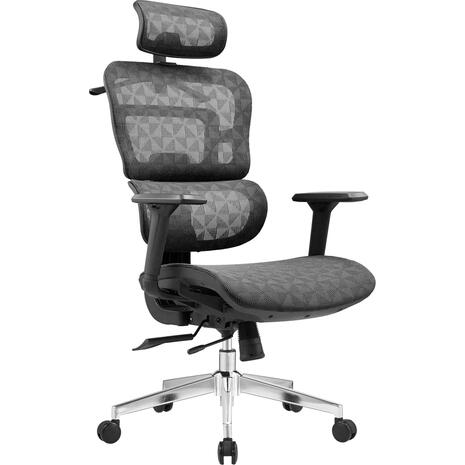 ΚΑΡΕΚΛΑ ΓΡΑΦΕΙΟΥ MODEN HM1215.01 ΜΑΥΡO MESH--ΒΑΣΗ ΧΡΩΜΙΟΥ 68x69x126Υεκ