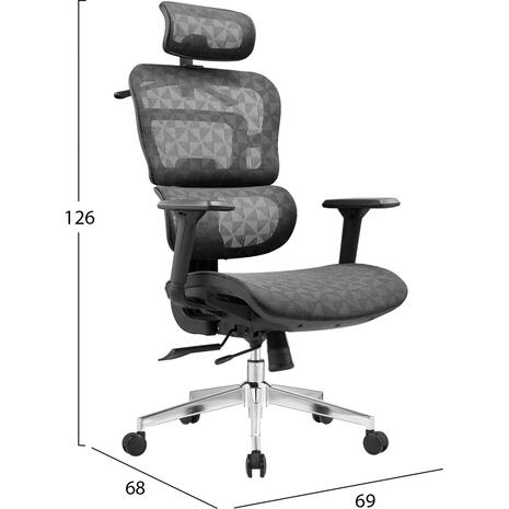 ΚΑΡΕΚΛΑ ΓΡΑΦΕΙΟΥ MODEN HM1215.01 ΜΑΥΡO MESH--ΒΑΣΗ ΧΡΩΜΙΟΥ 68x69x126Υεκ