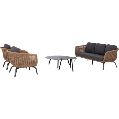 ΣΕΤ ΣΑΛΟΝΙ 5ΤΜΧ STERN HM6555.01 ΓΚΡΙ ΑΛΟΥΜΙΝΙΟ & OLEFIN--TWIST WICKER ΣΕ ΦΥΣΙΚΟ