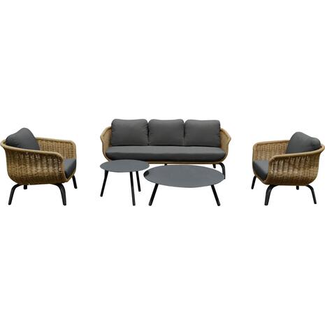 ΣΕΤ ΣΑΛΟΝΙ 5ΤΜΧ STERN HM6555.01 ΓΚΡΙ ΑΛΟΥΜΙΝΙΟ & OLEFIN--TWIST WICKER ΣΕ ΦΥΣΙΚΟ