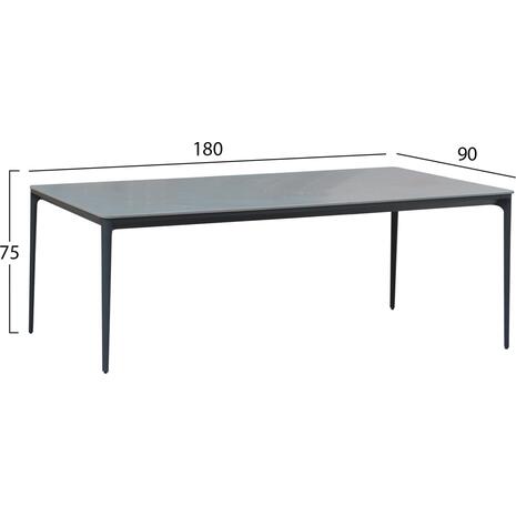 ΤΡΑΠΕΖΙ ΤΡΑΠΕΖΑΡΙΑΣ STAD HM6557.01 ΓΚΡΙ ΑΛΟΥΜΙΝΙΟ & SINTERED STONE TOP 180x90x74Υεκ
