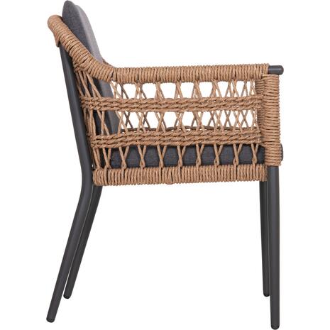 ΠΟΛΥΘΡΟΝΑ BOXER HM6556.01 ΑΛΟΥΜΙΝΙΟ & OLEFIN ΓΚΡΙ-TWIST WICKER 58x60x80Yεκ (σετ 2 τεμαχίων)