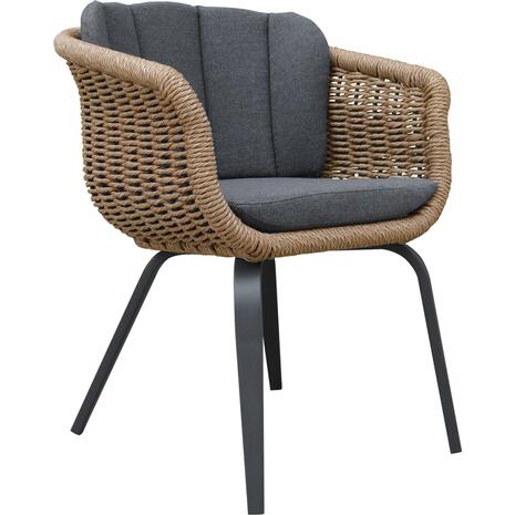 ΠΟΛΥΘΡΟΝΑ VICTUS HM6559.01 ΑΛΟΥΜΙΝΙΟ & OLEFIN ΓΚΡΙ-TWIST WICKER 60x62x76Yεκ (σετ 2 τεμαχίων)