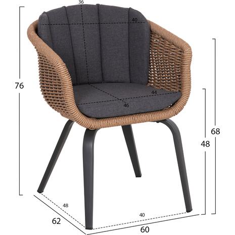 ΠΟΛΥΘΡΟΝΑ VICTUS HM6559.01 ΑΛΟΥΜΙΝΙΟ & OLEFIN ΓΚΡΙ-TWIST WICKER 60x62x76Yεκ (σετ 2 τεμαχίων)