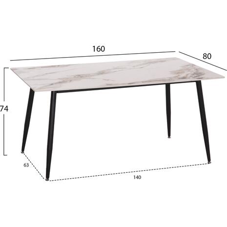 ΤΡΑΠΕΖΙ RAVEN HM18150.04 ΚΕΡΑΜΙΚΟ TOP ΜΕ ΟΨΗ ΛΕΥΚΟ/ΚΑΦΕ ΜΑΡΜΑΡΟ 160x80x74Υεκ.