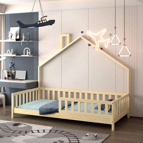 ΚΡΕΒΑΤΙ ΠΑΙΔΙΚΟ HOUSER HM740.01 τ.MONTESSORI ΞΥΛΟ ΠΕΥΚΟ ΦΥΣΙΚΟ--ΓΙΑ 190x90εκ