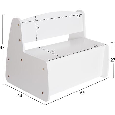 ΠΑΓΚΑΚΙ ΠΑΙΔΙΚΟ ΜΕ ΑΠΟΘ.ΧΩΡΟ RICKI HM18342.03 MDF & ΚΟΝΤΡΑΠΛΑΚΕ ΛΕΥΚΟ 63x43x47Υεκ