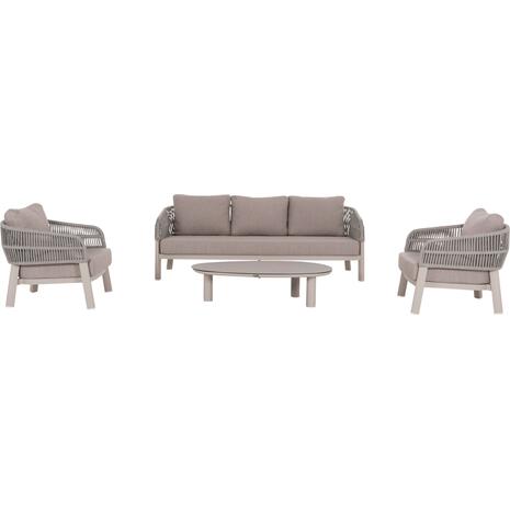 ΣΕΤ ΣΑΛΟΝΙ 4ΤΜΧ MAHAL HM6424.02 ΚΡΕΜ ΑΛΟΥΜΙΝΙΟ--ΜΠΕΖ OLEFIN & ΣΧΟΙΝΙ STRAP