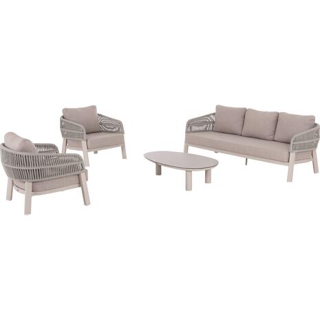 ΣΕΤ ΣΑΛΟΝΙ 4ΤΜΧ MAHAL HM6424.02 ΚΡΕΜ ΑΛΟΥΜΙΝΙΟ--ΜΠΕΖ OLEFIN & ΣΧΟΙΝΙ STRAP