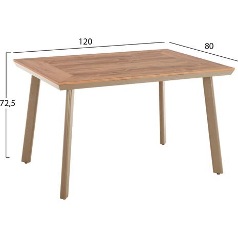 ΤΡΑΠΕΖΙ ΑΛΟΥΜΙΝΙΟΥ TABER HM5562.04 ΚΑΠΟΥΤΣΙΝΟ ΜΕ ΕΠΙΦΑΝΕΙΑ POLYWOOD 120x80x75Υεκ.