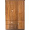 CLOSET Ντουλάπα Τετράφυλλη, 5 Ράφια, 2 Συρτάρια, Θέσεις για Κρεμάστρες, Απόχρωση Καρυδί (Ε8385,3)
