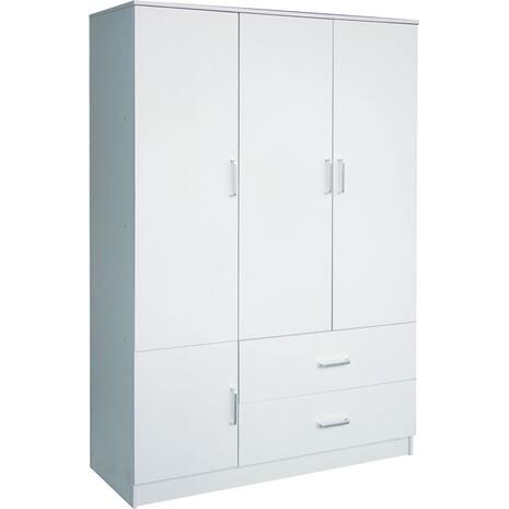 CLOSET Ντουλάπα Τετράφυλλη, 5 Ράφια, 2 Συρτάρια, Θέσεις για Κρεμάστρες, Απόχρωση Άσπρο (Ε8385,1)