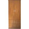 CLOSET Ντουλάπα Δίφυλλη, Ράφι, Θέσεις για Κρεμάστρες, 2 Συρτάρια, Απόχρωση Καρυδί (Ε8384,3)
