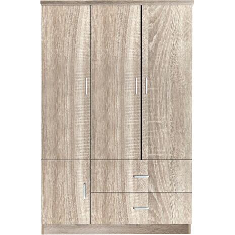 CLOSET Ντουλάπα Τετράφυλλη, 5 Ράφια, 2 Συρτάρια, Θέσεις για Κρεμάστρες, Απόχρωση Sonoma (Ε8385,2)