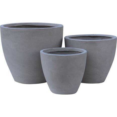 FLOWER POT-3  Set 3 τεμαχίων Cement Grey (Ε6302,S)