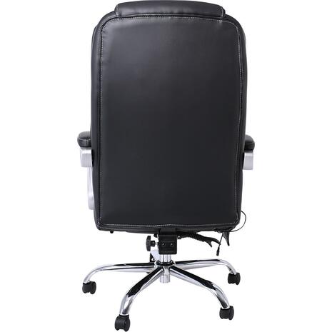 BF8550 Massage Relax Πολυθρόνα Γραφείου Διευθυντή, Βάση Χρώμιο με Υποπόδιο, Pu  Μαύρο (ΕΟ284,1)