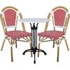 PARIS Καρέκλα Bistro Αλουμίνιο Φυσικό, Wicker Άσπρο - Κόκκινο, Στοιβαζόμενη (Ε291,2)