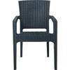 LORA Πολυθρόνα Κήπου Στοιβαζόμενη, PP (Rattan Look) Απόχρωση Ανθρακί (Ε303,3)