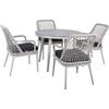 CENTRAL Set Τραπεζαρία Ροτόντα Κήπου (1+4), ALU Grey, Rope Grey, Μαξιλάρια Ανθρακί (Ε6841)